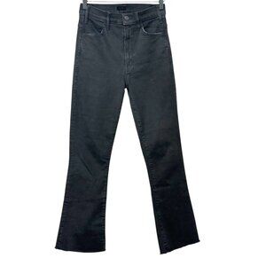 Mother The Hustler Ankle Fray Jeans Not Guilty Black High Rise Stretch Size 25